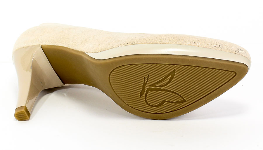 Czółenka Caprice 9-22414-24 540 Rose Foil Sued Beż Skóra