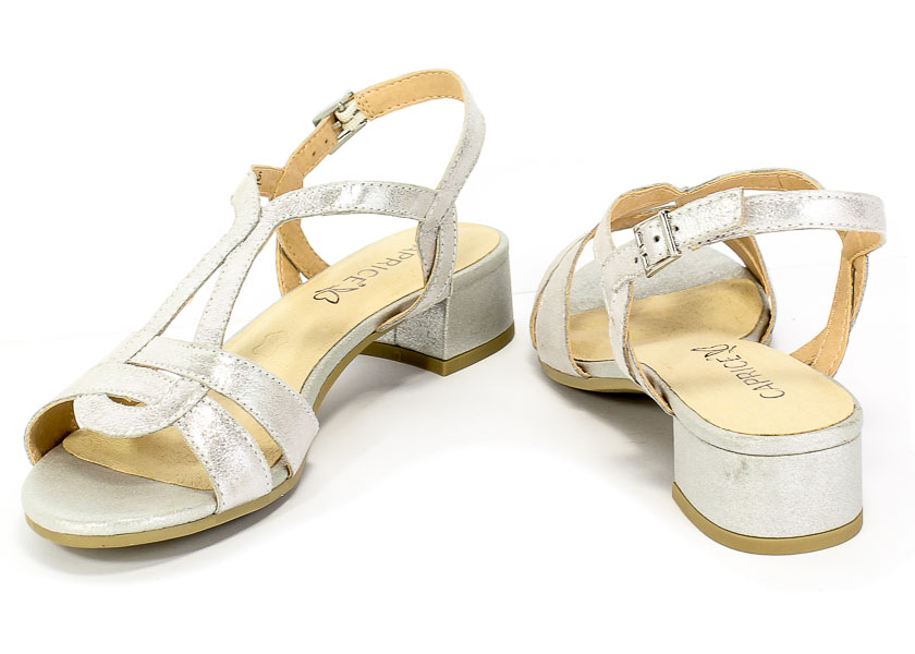 Sandały Caprice 9-28201-24 920 Silver Metal Srebro Skóra