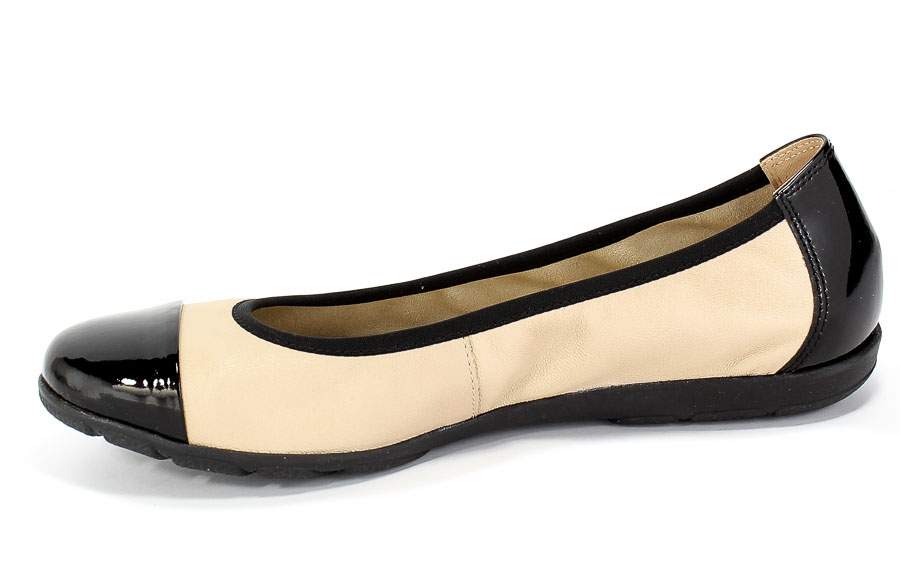 Baleriny Caprice 9-22152-24 415 Beige/Black Beż Skóra