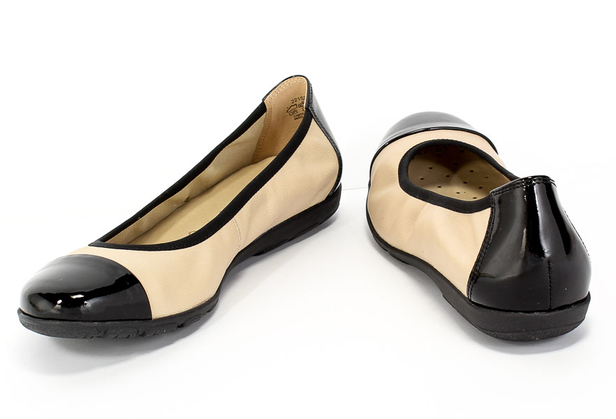 Baleriny Caprice 9-22152-24 415 Beige/Black Beż Skóra