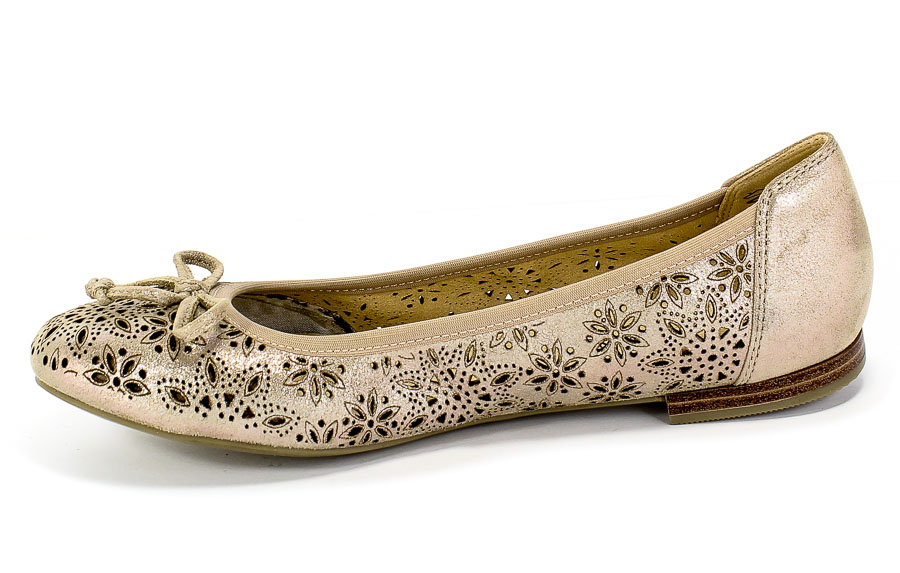 Baleriny Letnie Caprice 9-22502-24 341 Taupe Metallic Skóra