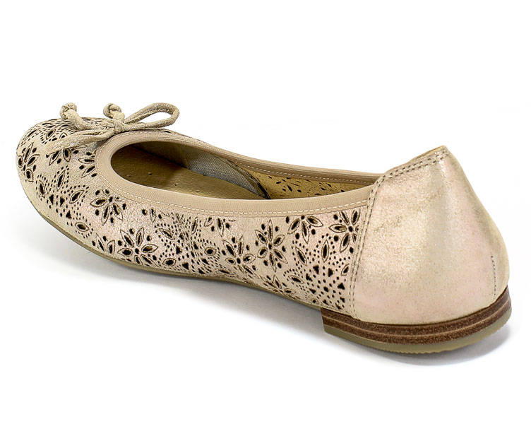 Baleriny Letnie Caprice 9-22502-24 341 Taupe Metallic Skóra
