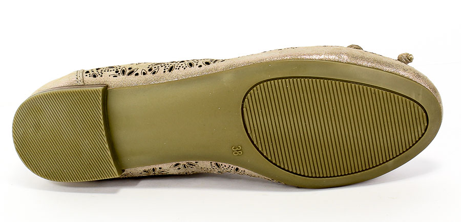 Baleriny Letnie Caprice 9-22502-24 341 Taupe Metallic Skóra