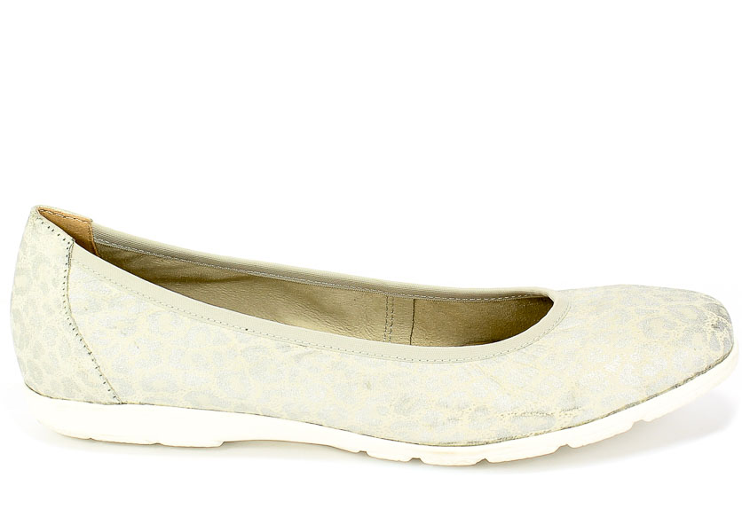 Baleriny Caprice 9-22150-24 184 Offwhite Jagua Srebro Skóra