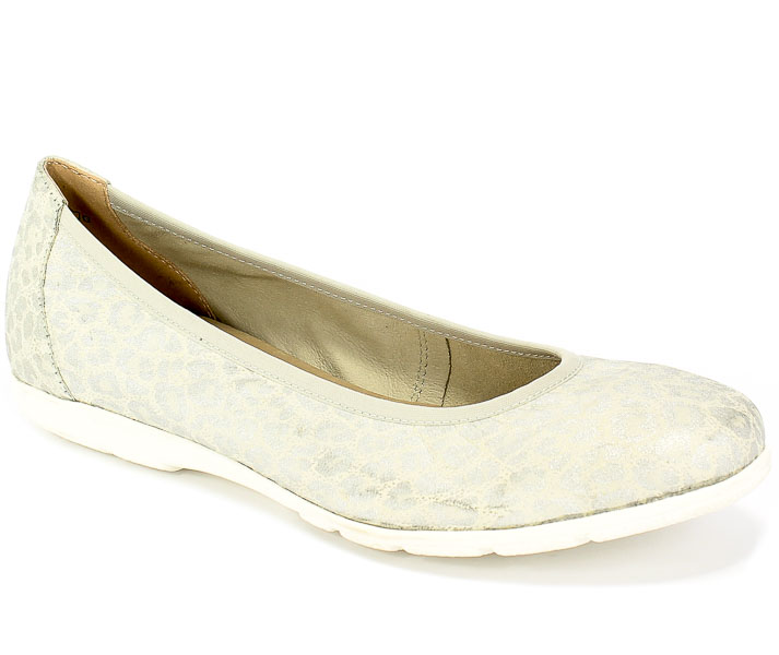 Baleriny Caprice 9-22150-24 184 Offwhite Jagua Srebro Skóra