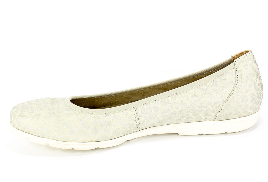 Baleriny Caprice 9-22150-24 184 Offwhite Jagua Srebro Skóra