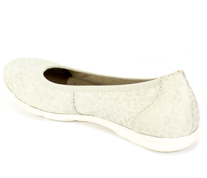 Baleriny Caprice 9-22150-24 184 Offwhite Jagua Srebro Skóra