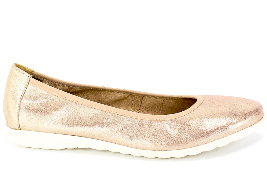 Baleriny Caprice 9-22142-24 510 Rose Metallic Róż Skóra
