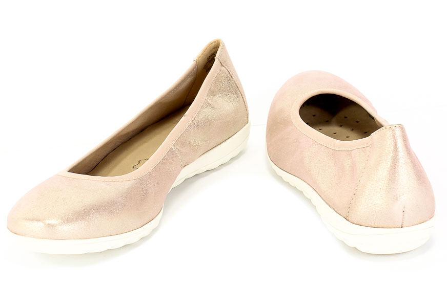 Baleriny Caprice 9-22142-24 510 Rose Metallic Róż Skóra