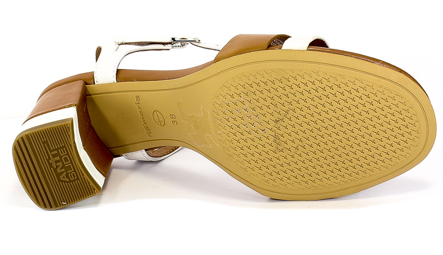 Sandały Tamaris 1-28033-21 144 White/Cognac Biały Skóra
