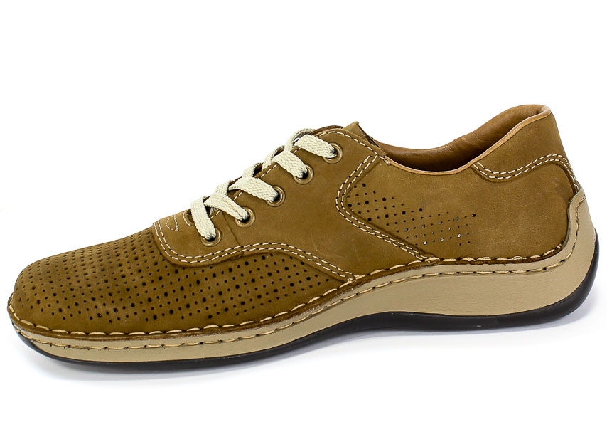 Półbuty Letnie Rieker 05225-64 Beige Beż Skóra