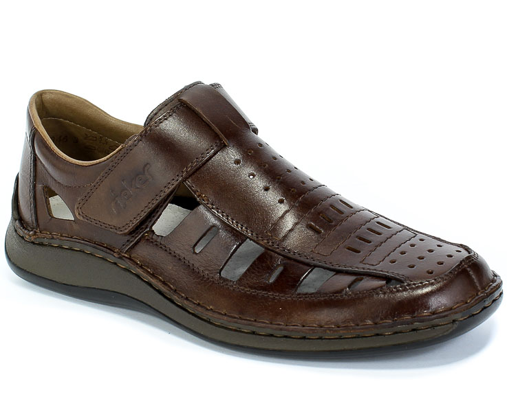 Półbuty Letnie Rieker 05296-25 Brown Brąz Skóra