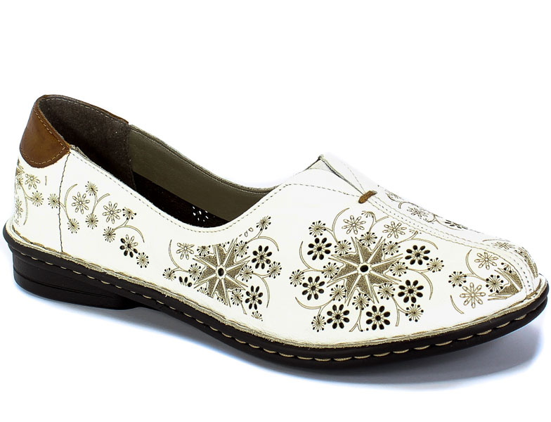 Półbuty Letnie Rieker 48456-80 Weiss Biały Skóra