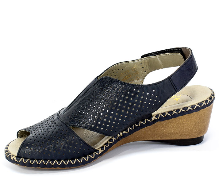 Sandały Rieker 66195-14 Blue Granat Skóra