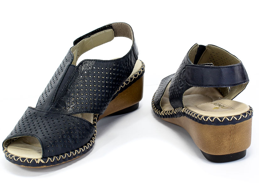Sandały Rieker 66195-14 Blue Granat Skóra
