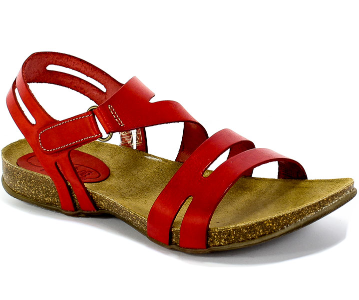 Sandały SPK Shoes 2920 Vaquetilla Rojo Czerwony Skóra