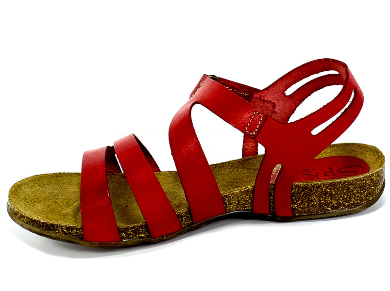 Sandały SPK Shoes 2920 Vaquetilla Rojo Czerwony Skóra