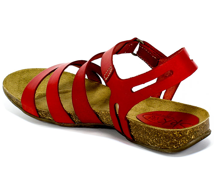 Sandały SPK Shoes 2920 Vaquetilla Rojo Czerwony Skóra