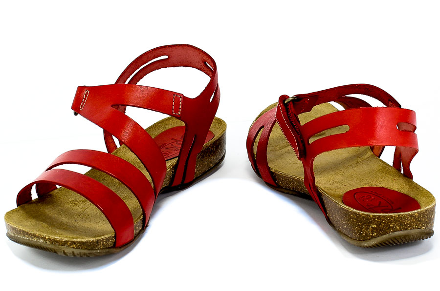 Sandały SPK Shoes 2920 Vaquetilla Rojo Czerwony Skóra