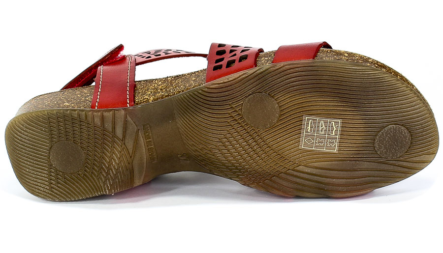 Sandały SPK Shoes 2923 Vaquetilla Rojo Czerwony Skóra