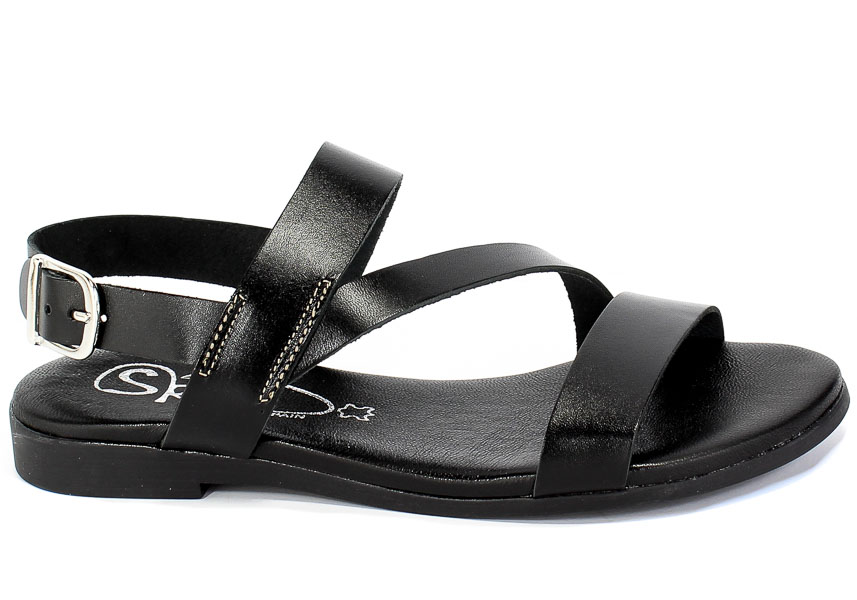 Sandały SPK Shoes 2253 Vaquetilla Negro Czarny Skóra