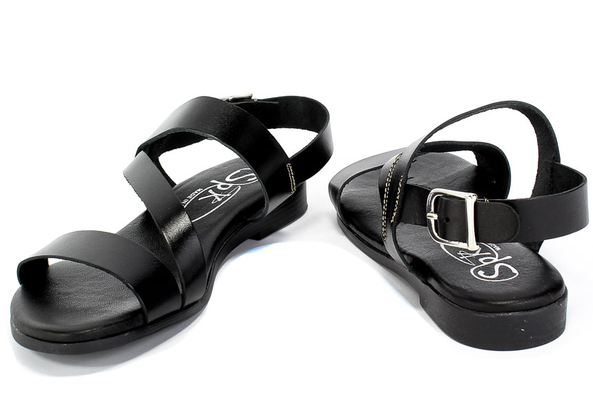 Sandały SPK Shoes 2253 Vaquetilla Negro Czarny Skóra