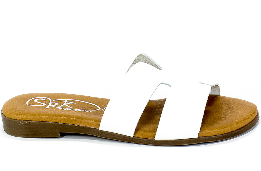 Klapki SPK Shoes 2249 Vaquetilla Blanco Biały Skóra