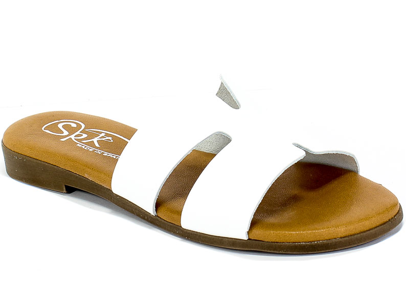 Klapki SPK Shoes 2249 Vaquetilla Blanco Biały Skóra