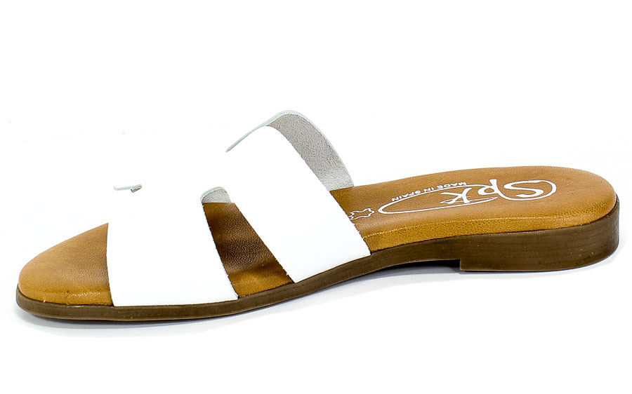 Klapki SPK Shoes 2249 Vaquetilla Blanco Biały Skóra