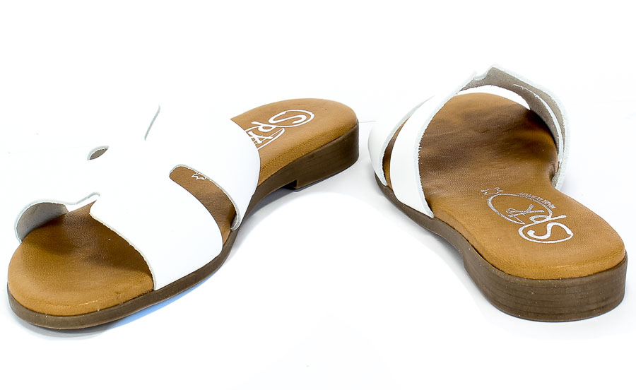 Klapki SPK Shoes 2249 Vaquetilla Blanco Biały Skóra