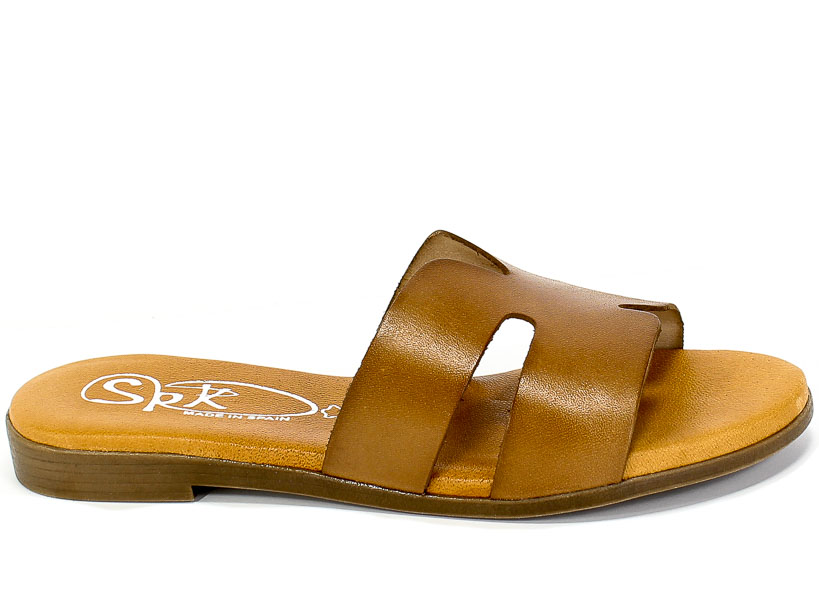 Klapki SPK Shoes 2249 Vaquetilla Terre Brąz Skóra