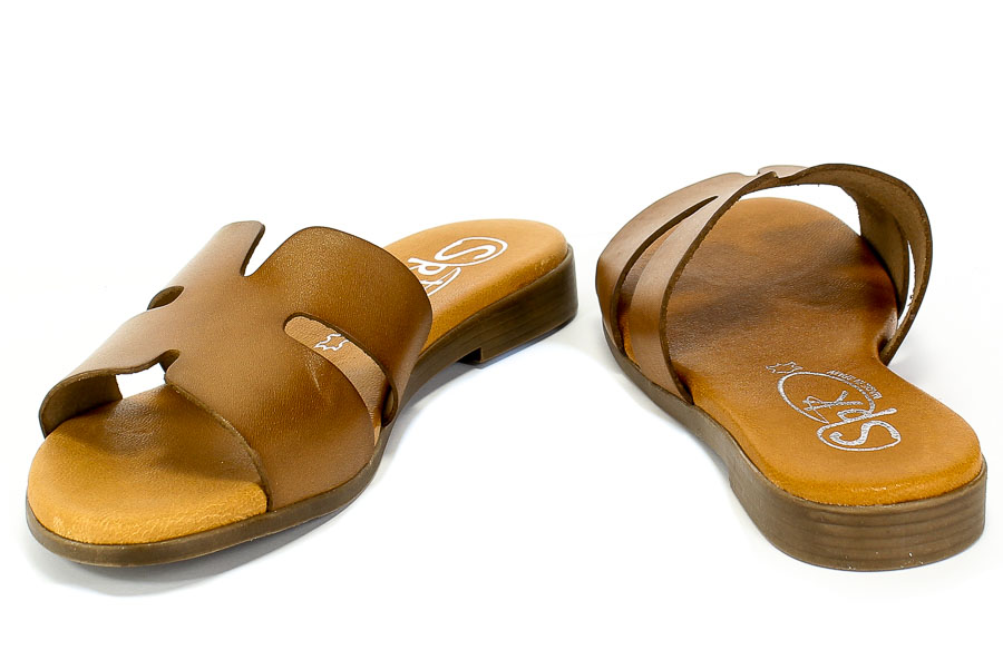 Klapki SPK Shoes 2249 Vaquetilla Terre Brąz Skóra