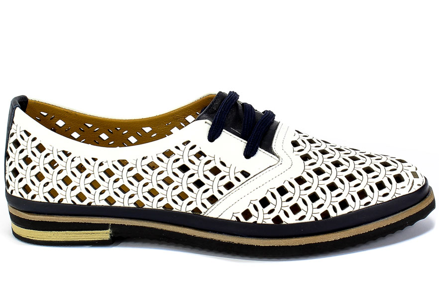 Półbuty Letnie Boccato 0346-511K 18Y 07.02 White Navy Biały Skóra