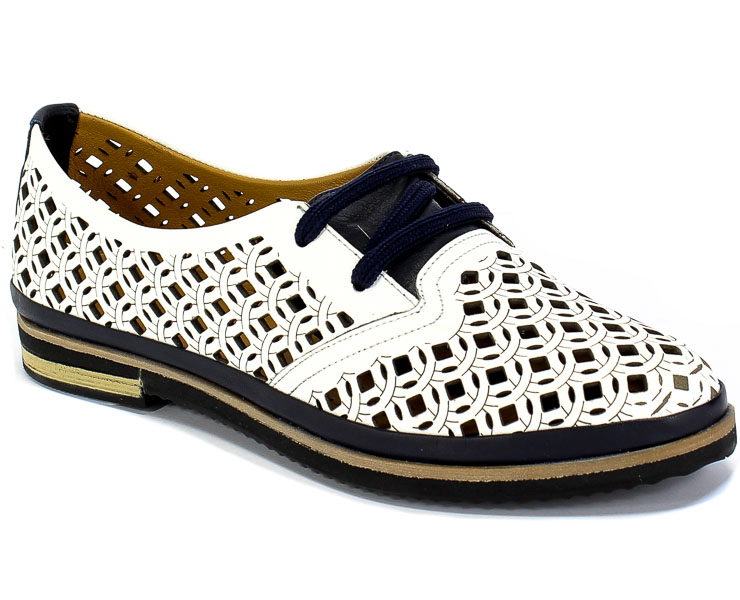 Półbuty Letnie Boccato 0346-511K 18Y 07.02 White Navy Biały Skóra