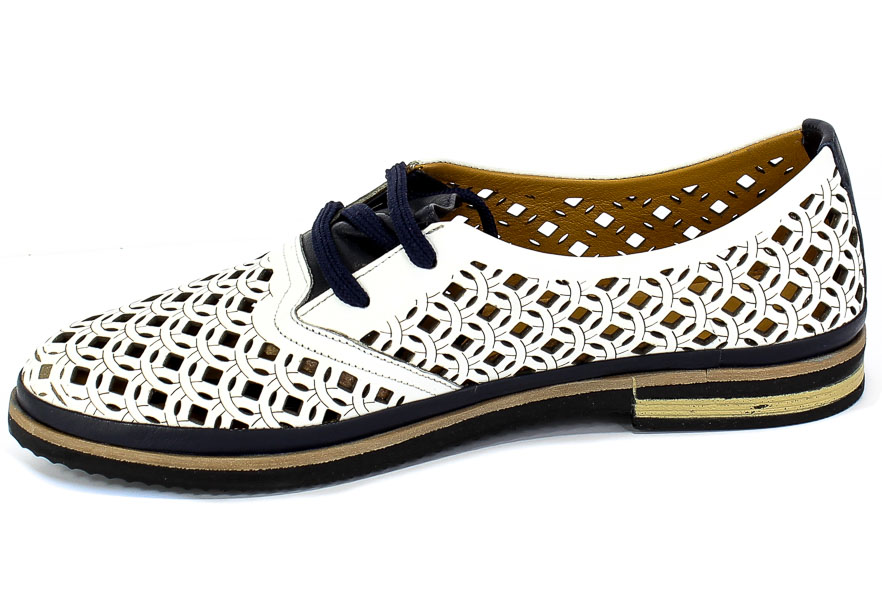 Półbuty Letnie Boccato 0346-511K 18Y 07.02 White Navy Biały Skóra