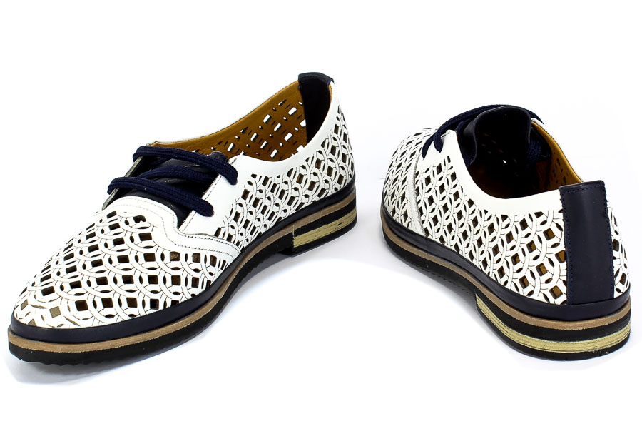 Półbuty Letnie Boccato 0346-511K 18Y 07.02 White Navy Biały Skóra