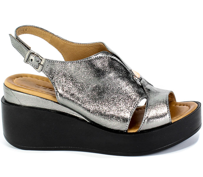 Sandały Boccato 0141-609 20Y 44 Grey Metallic Srebrov Skóra