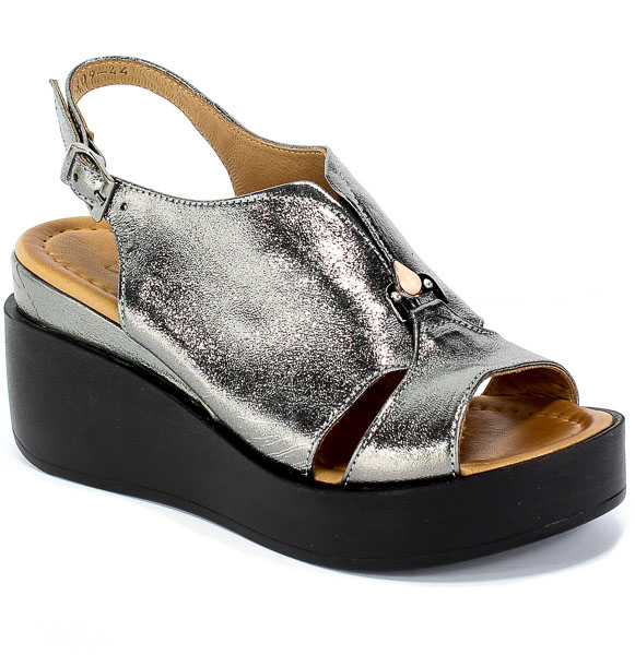 Sandały Boccato 0141-609 20Y 44 Grey Metallic Srebrov Skóra