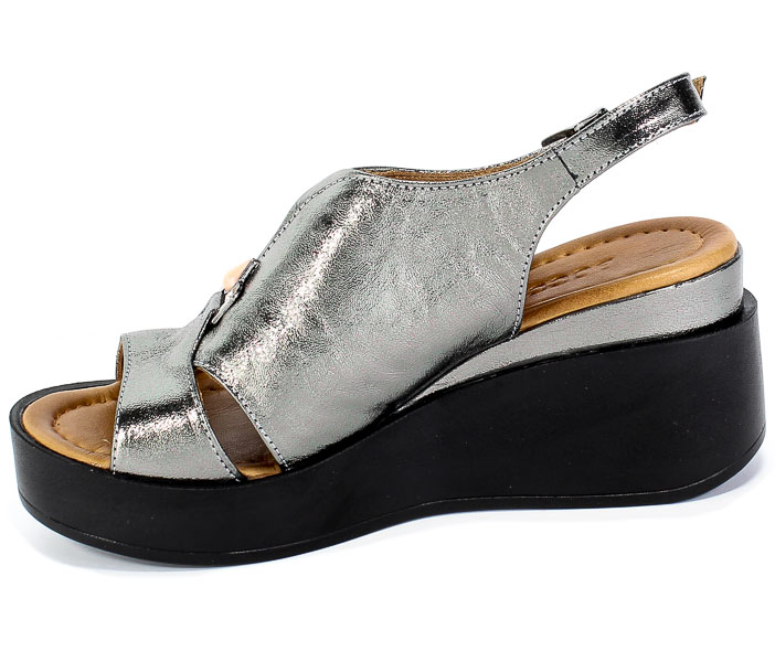 Sandały Boccato 0141-609 20Y 44 Grey Metallic Srebrov Skóra