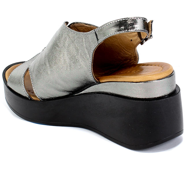 Sandały Boccato 0141-609 20Y 44 Grey Metallic Srebrov Skóra