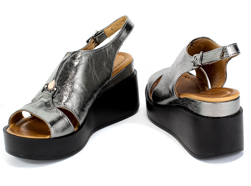 Sandały Boccato 0141-609 20Y 44 Grey Metallic Srebrov Skóra