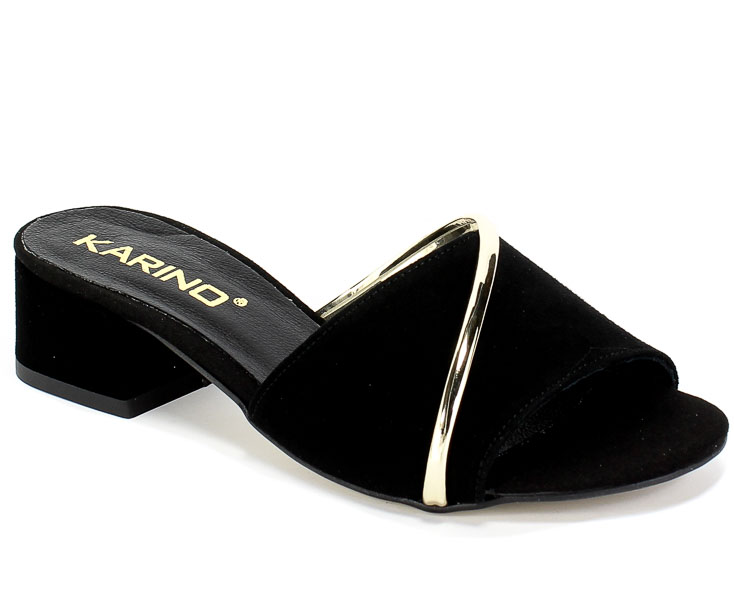 Klapki Euro Moda 20 3399/033-P Czarny Skóra