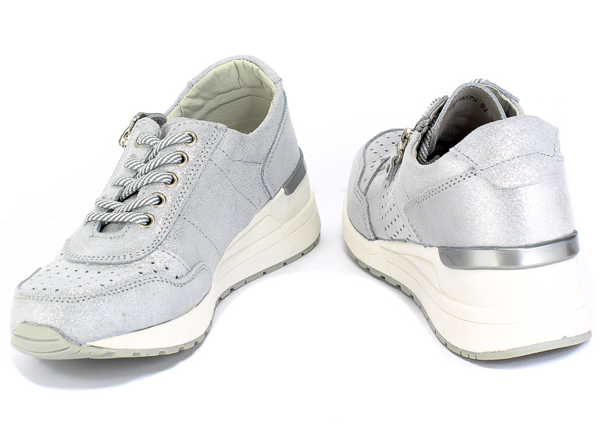 Sneakersy Vinceza 20-8675 SI Srebrny Skóra