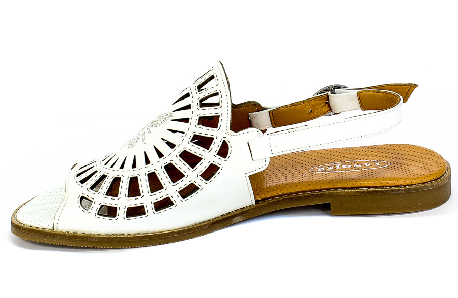 Sandały Lanqier 46C0316 81 White Biały Skóra