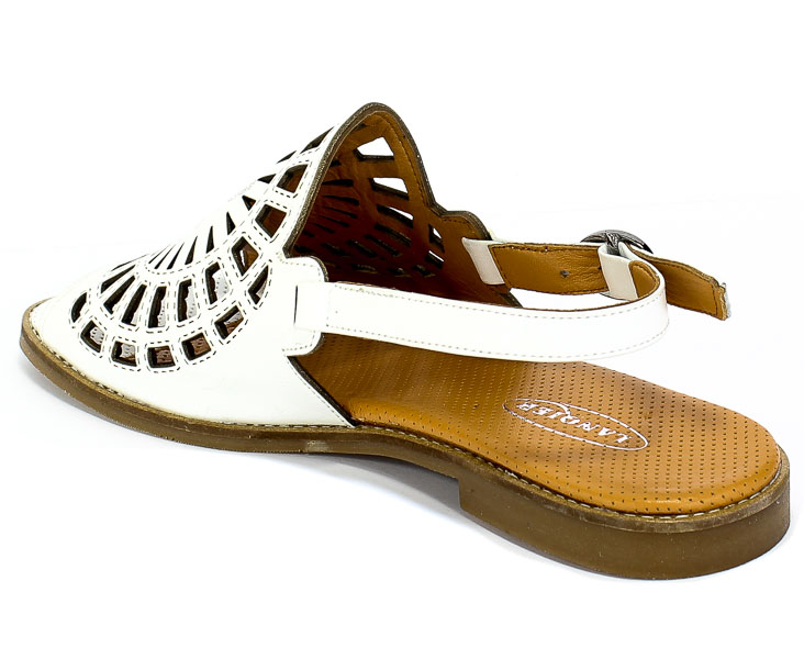 Sandały Lanqier 46C0316 81 White Biały Skóra