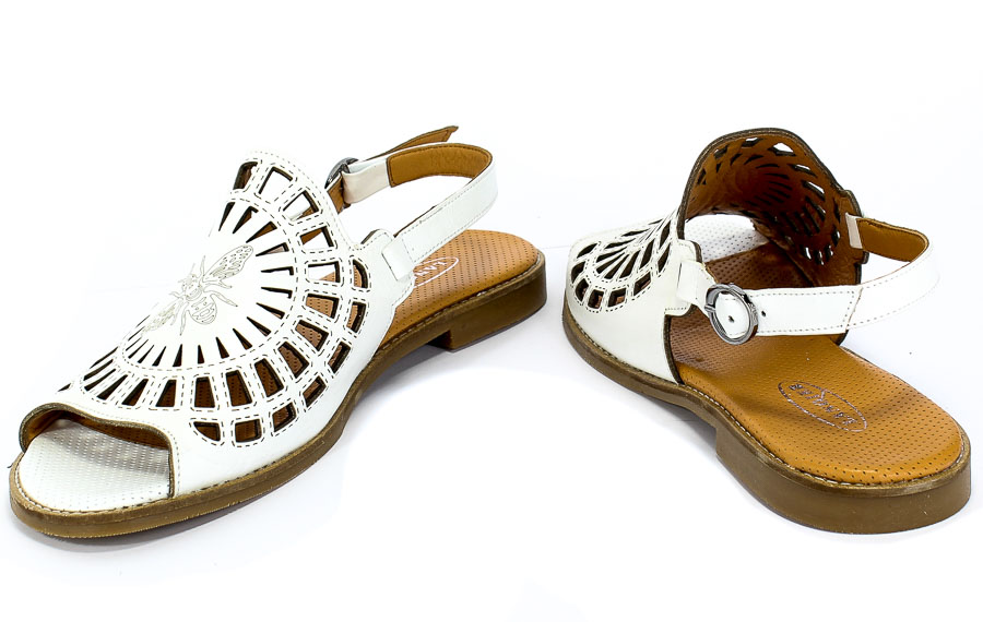 Sandały Lanqier 46C0316 81 White Biały Skóra