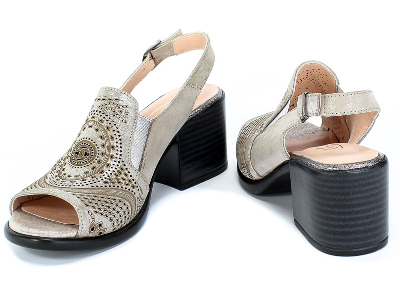Sandały Lanqier 46C0365 Beige Beż Skóra