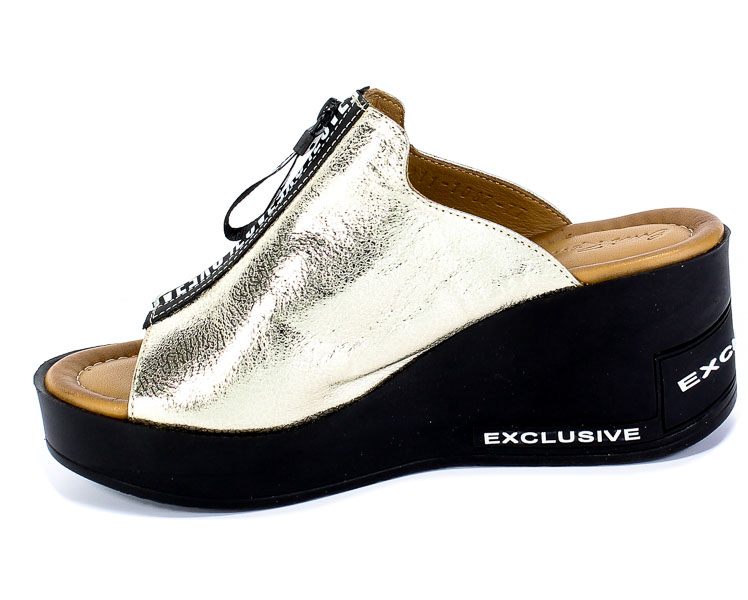 Klapki Emi Romani 1087 77 Złoto Skóra