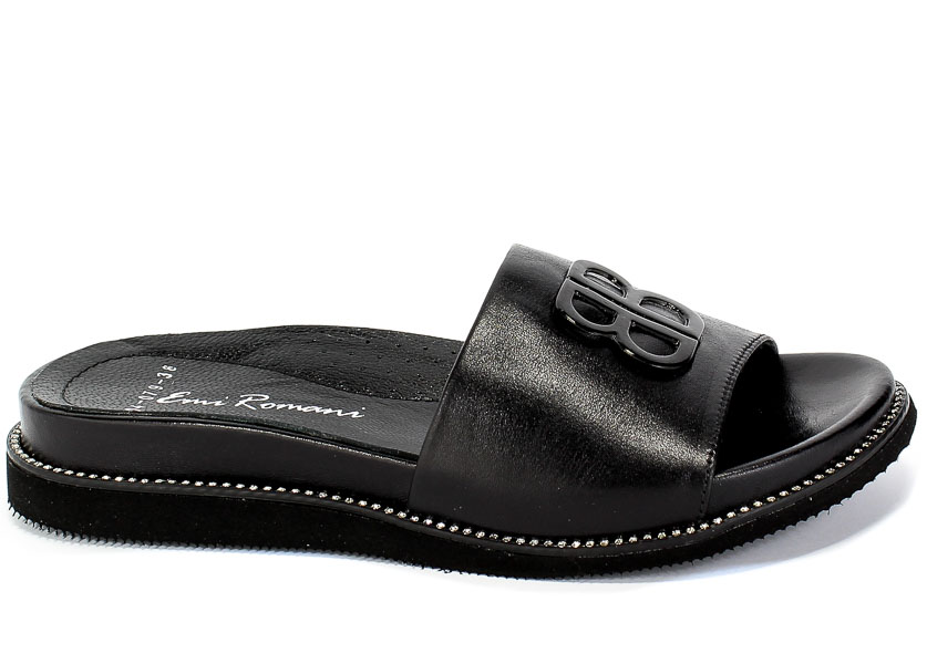 Klapki Emi Romani 204-079 Black Czarny Skóra