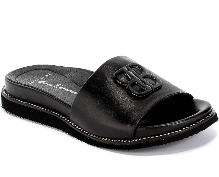 Klapki Emi Romani 204-079 Black Czarny Skóra
